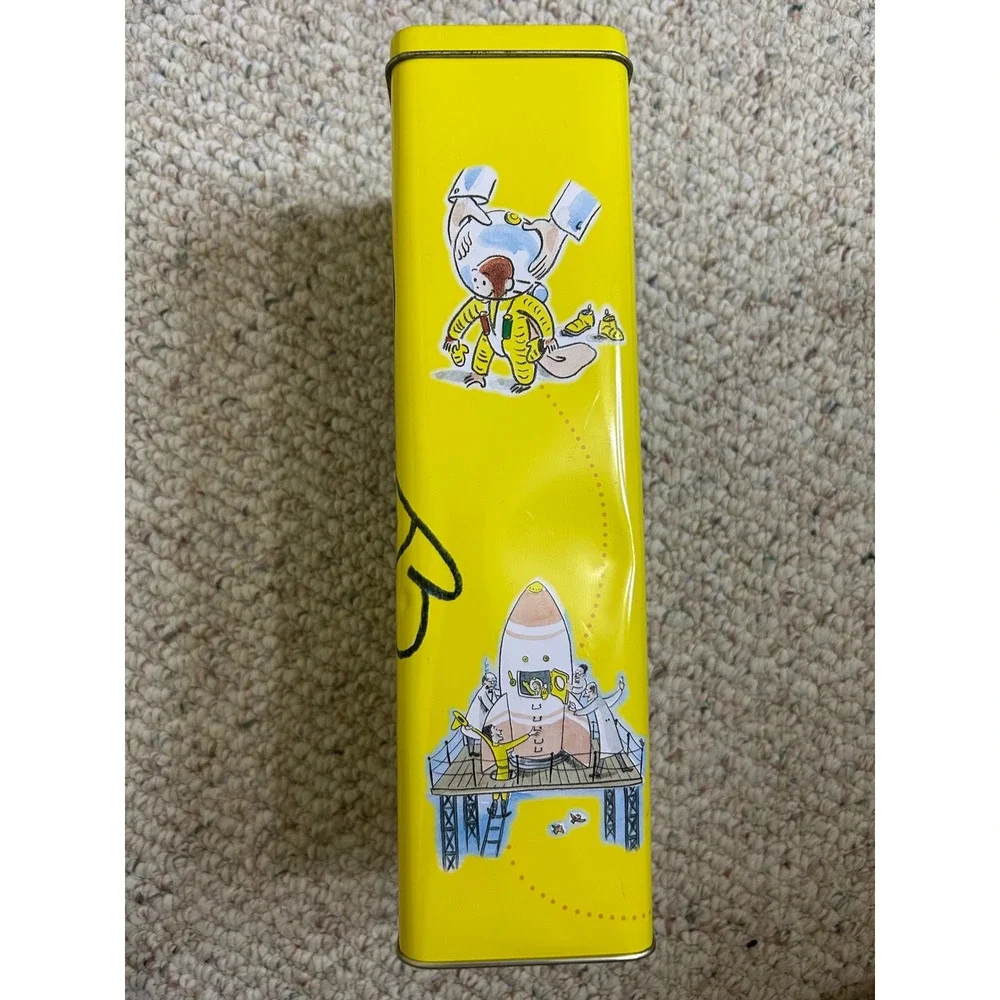 Vintage 1998 Curious George Astronaut Tin Yellow Space Monkey Collectible 11in